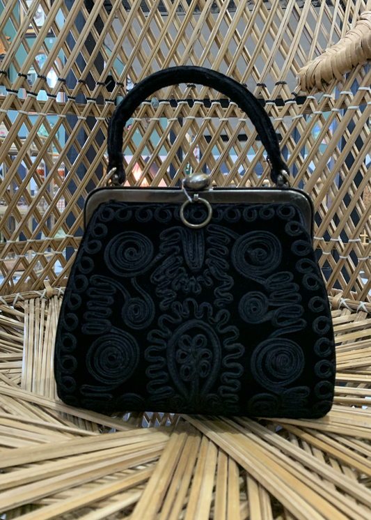 Velvet Embroidered Handbag