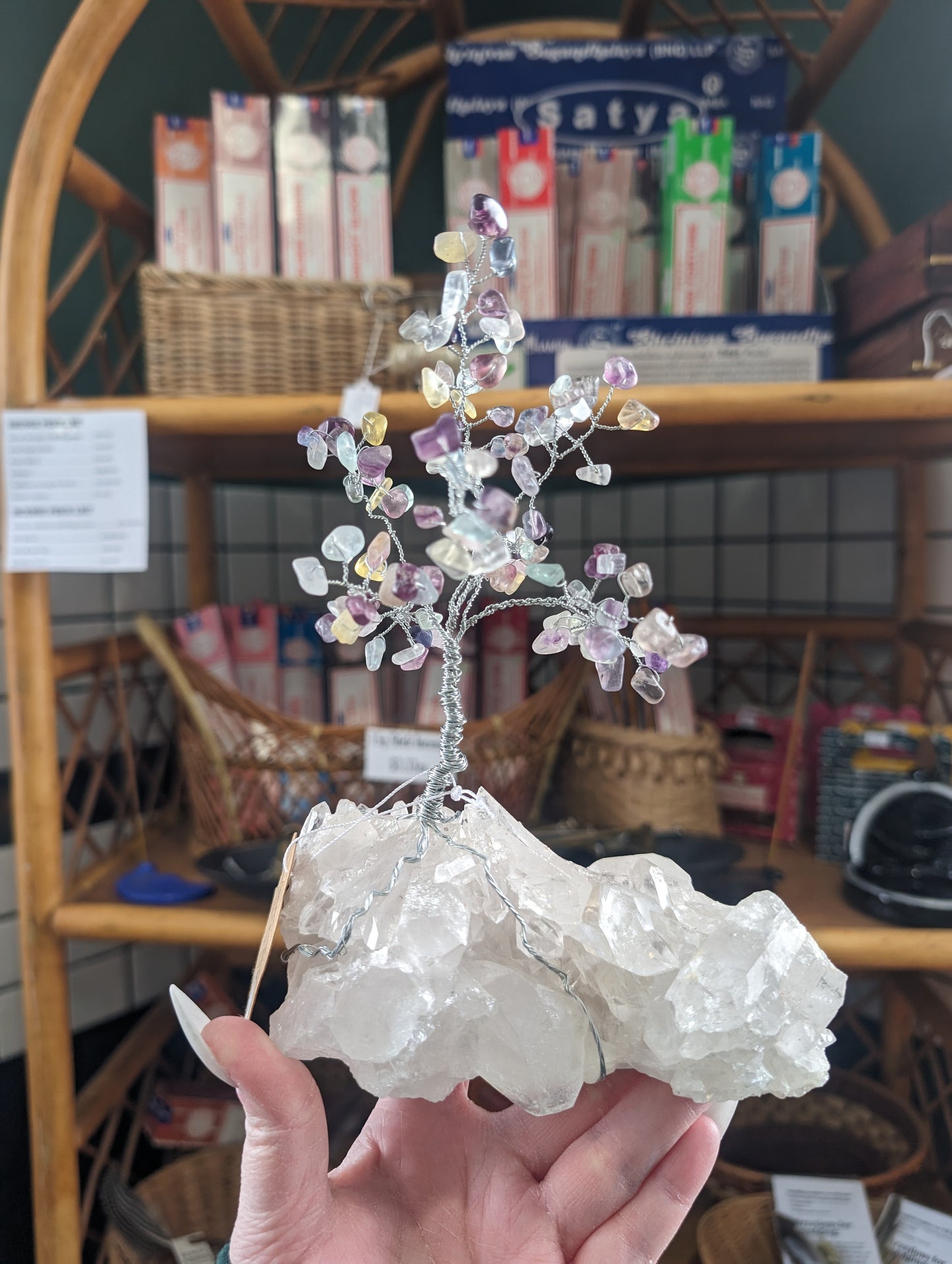 Rainbow fluorite crystal tree