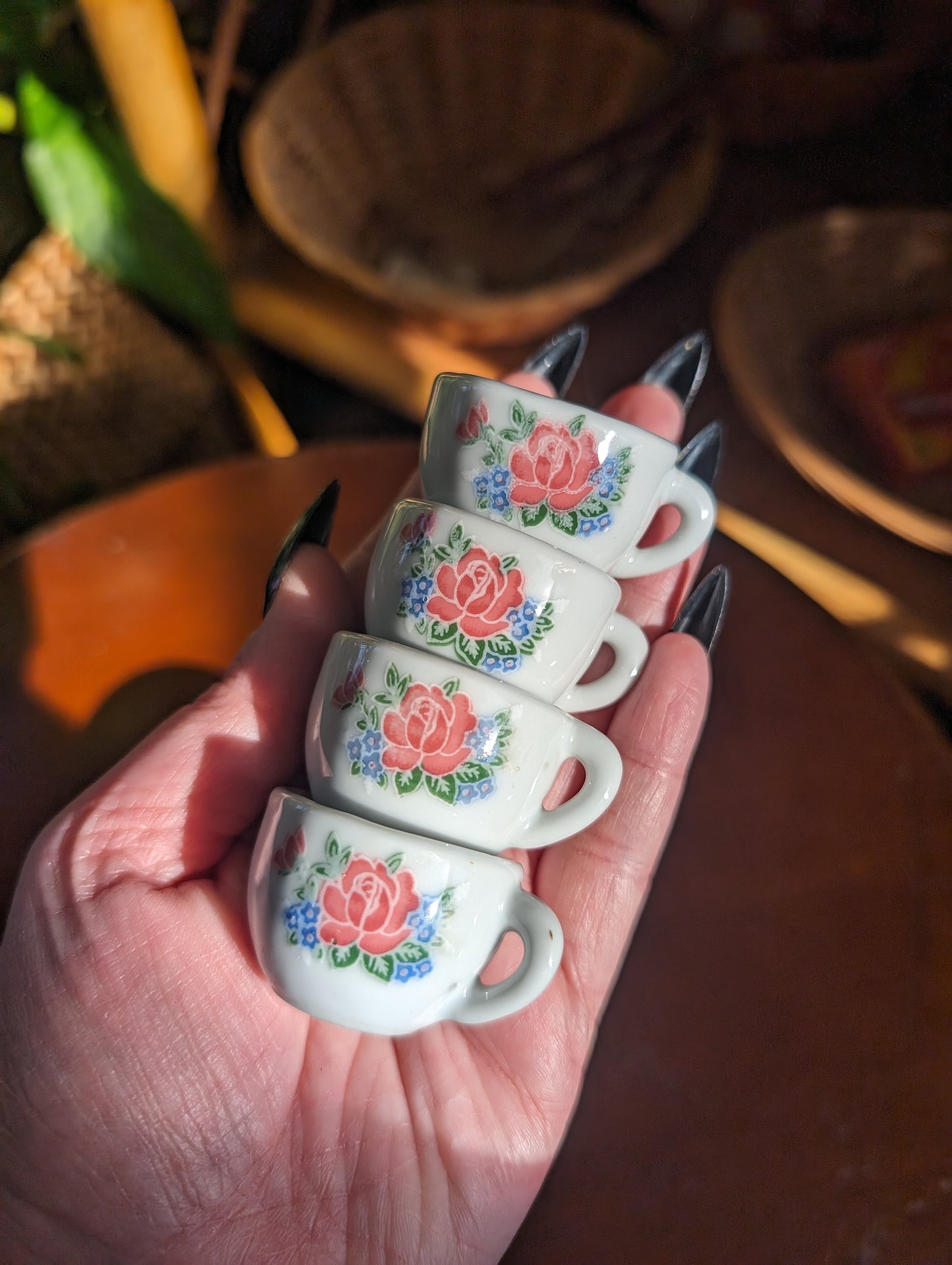 Mini ceramic floral tea set