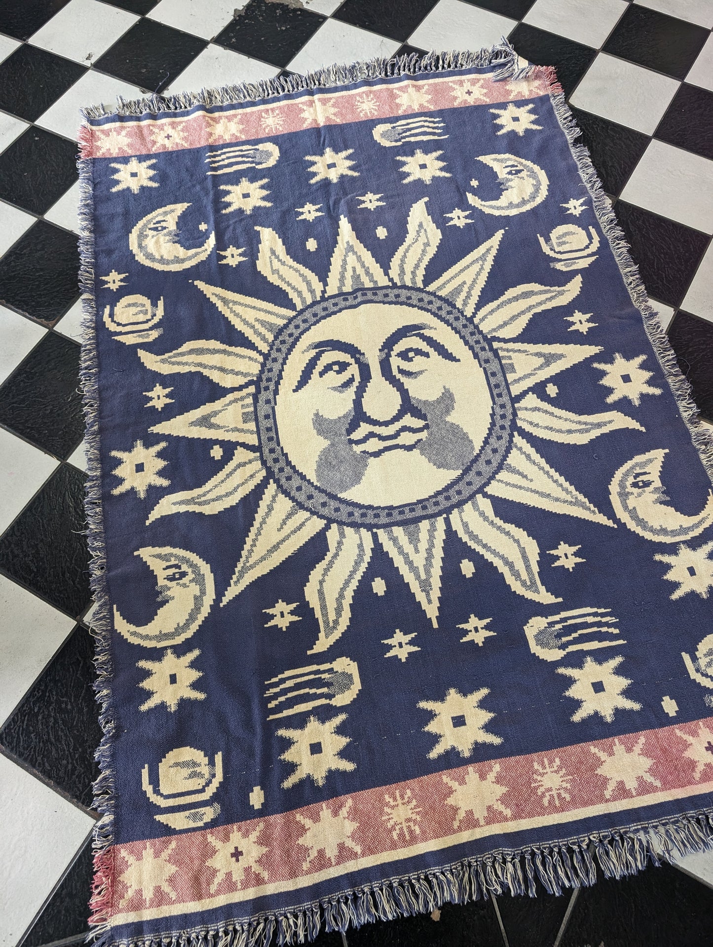 Reversible Celestial 90s sun & moon throw