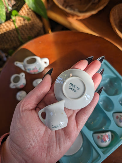 Mini ceramic floral tea set