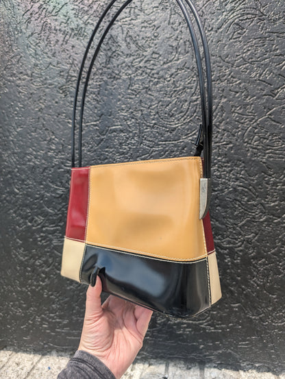 Vintage Veneto colour block strappy shoulder bag