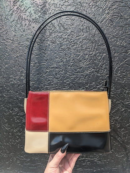 Vintage Veneto colour block strappy shoulder bag