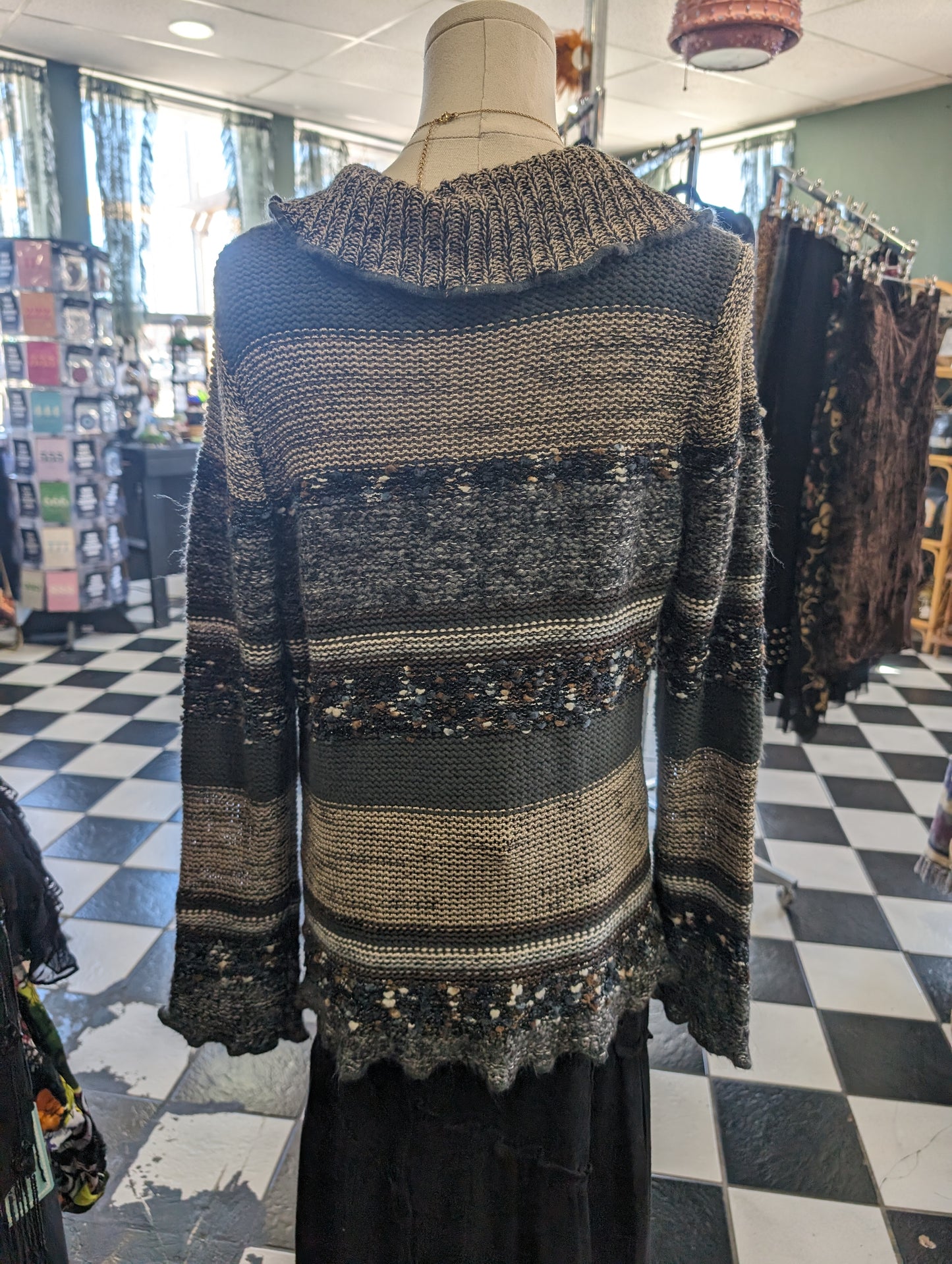 vintage style mixed pattern knit