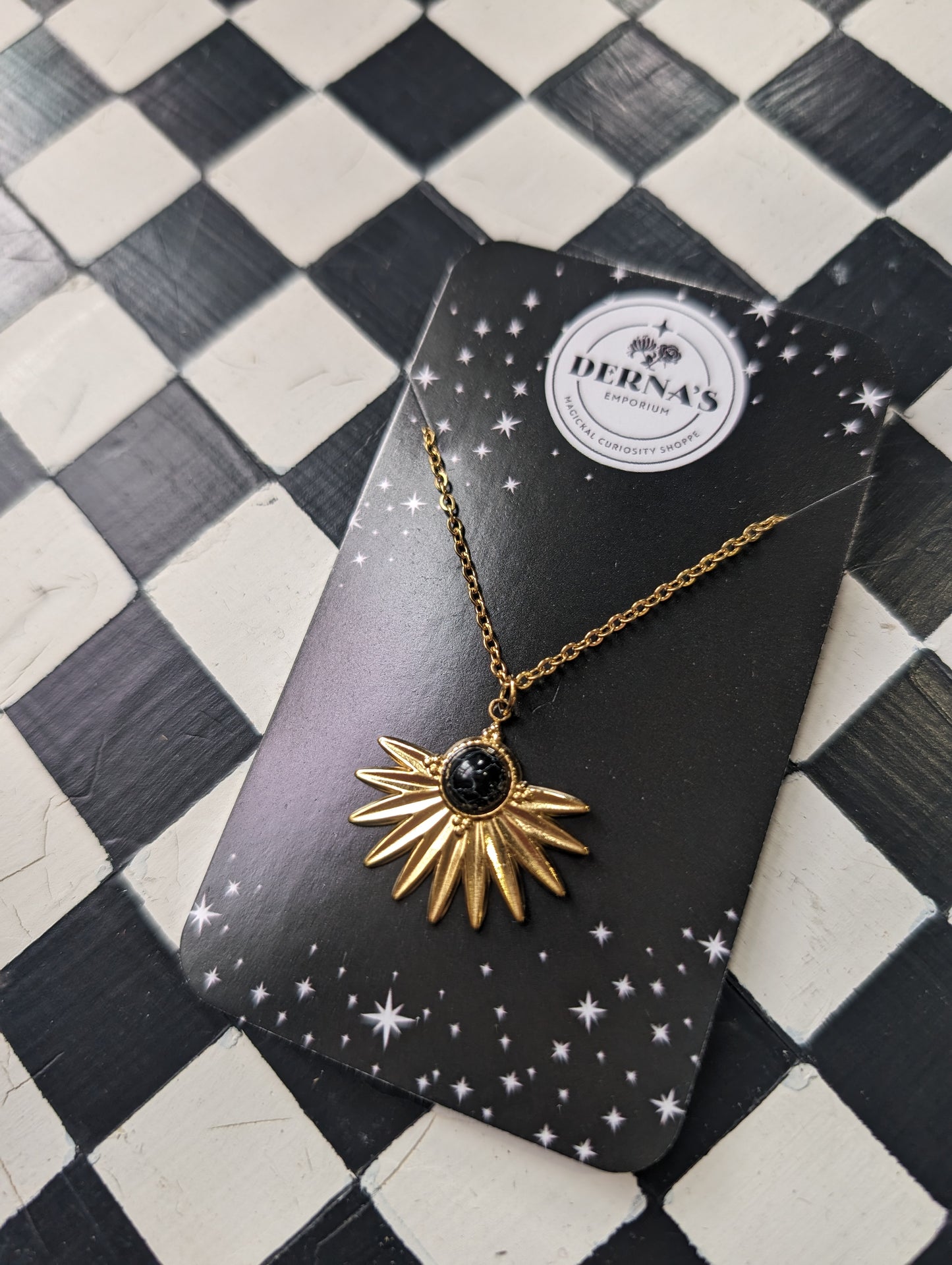 Black & gold spike necklace