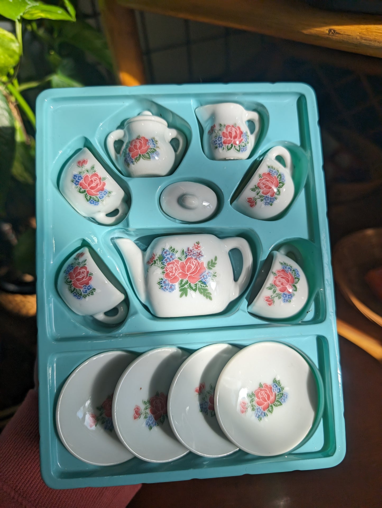 Mini ceramic floral tea set