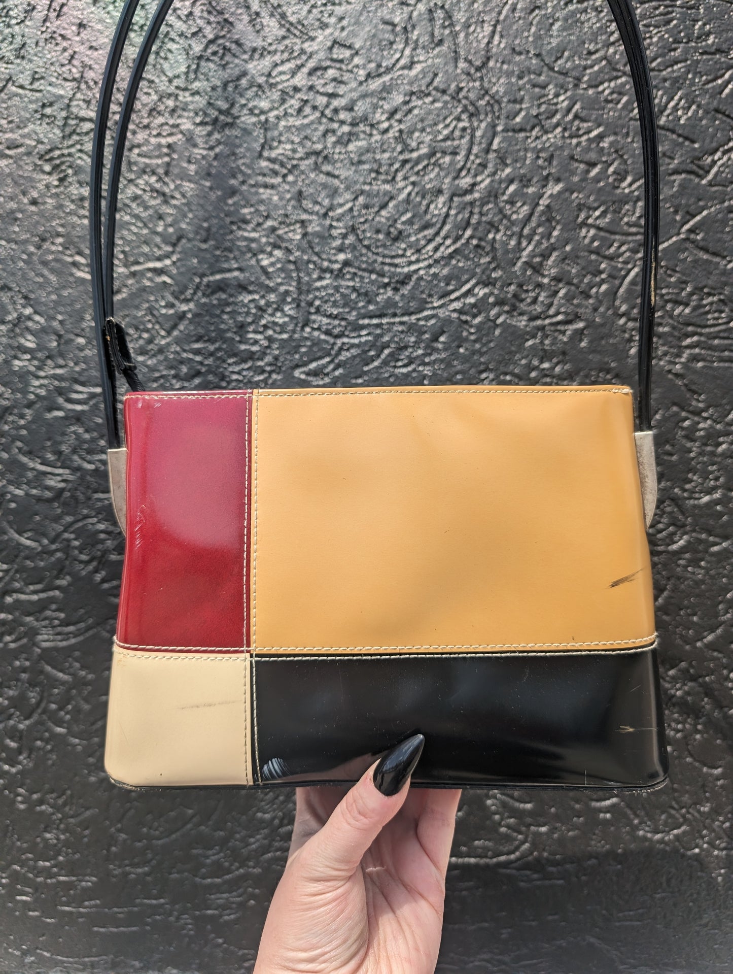 Vintage Veneto colour block strappy shoulder bag